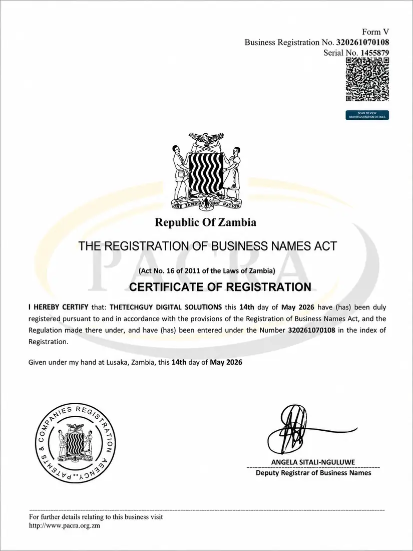 THETECHGUY DIGITAL SOLUTIONS registration certificate